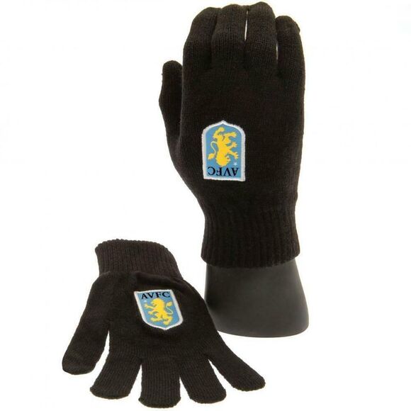 Aston Villa FC Childrens/Kids Knitted Gloves / Black - Picture 1 of 3